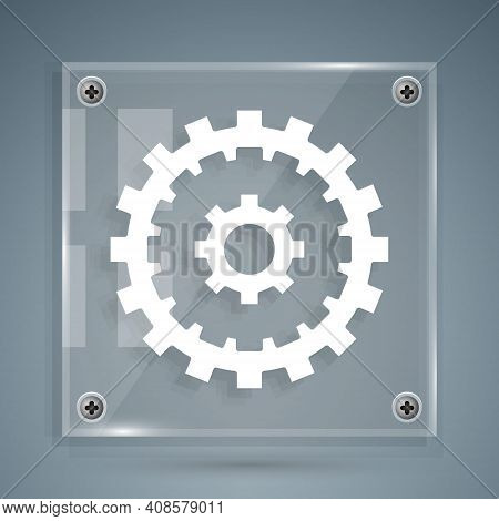 White Bicycle Cassette Mountain Bike Icon Isolated On Grey Background. Rear Bicycle Sprocket. Chainr