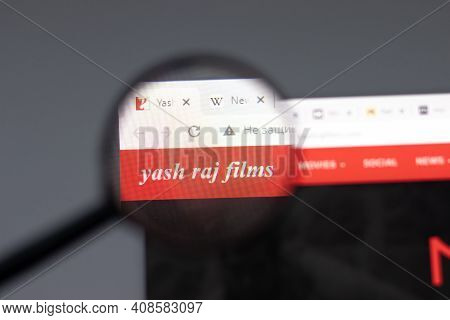 New York, Usa - 15 February 2021: Yash Raj Films Website In Browser With Company Logo, Illustrative 