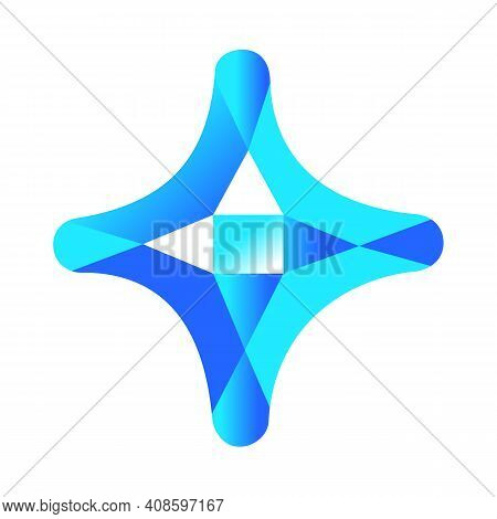Blue Star Shaped Rhinestone. Vector Isolated On White.