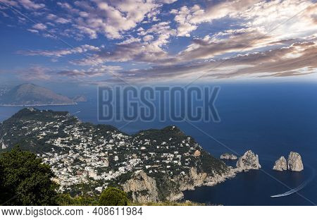 Panorama Of Capri Island From Monte Solaro, In Anacapri