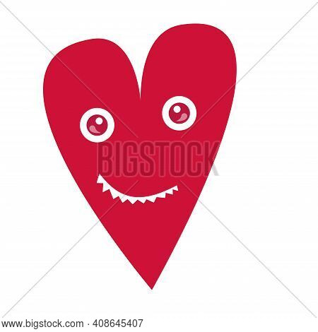 A Red Funny Heart With Eyes And A Smiling Grin Is Up To Something