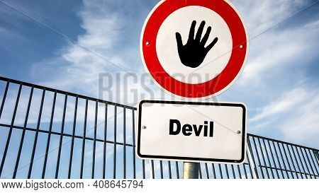 Street Sign The Direction Way To Angel Versus Devil