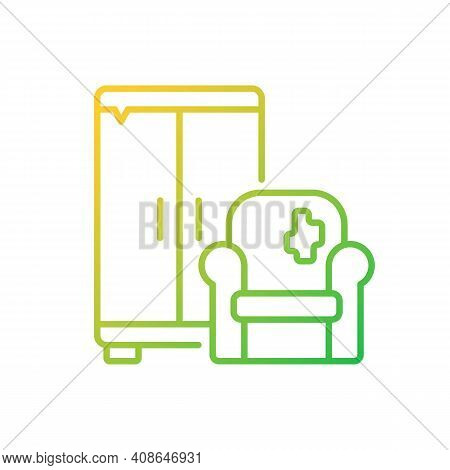 Bulky Waste Pick Up Gradient Linear Vector Icon. Bulky Refuse. Large Waste Types. Household Applianc