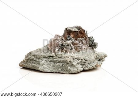 Macro Mineral Stone Quartz Chlorite Palygorskite Rock On A White Background