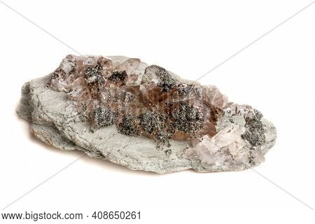 Macro Mineral Stone Quartz Chlorite Palygorskite Rock On A White Background