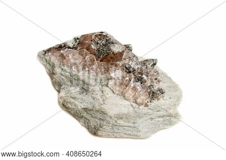 Macro Mineral Stone Quartz Chlorite Palygorskite Rock On A White Background