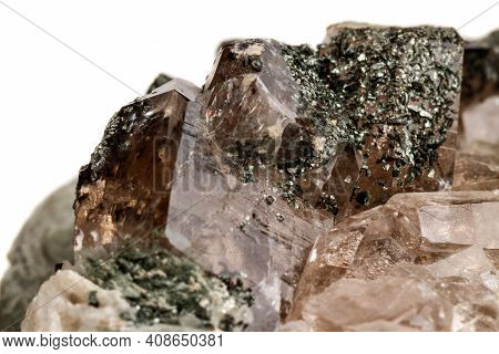 Macro Mineral Stone Quartz Chlorite Palygorskite Rock On A White Background