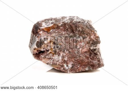 Macro Mineral Stone Cobalt Calcite Rock On White Background