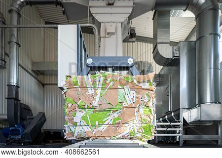 Paper Recycling Truck And Forklift Loading Old Papers