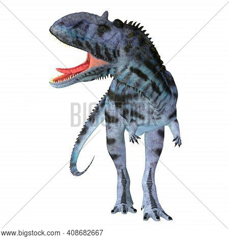 Majungasaurus Dinosaur On White 3d Illustration - Majungasaurus Was A Carnivorous Theropod Dinosaur 