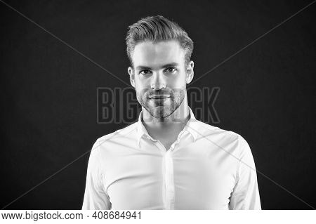 Managing Is Skill. Junior Manager Grey Background. Office Manager In Formalwear. Formal Fashion Styl