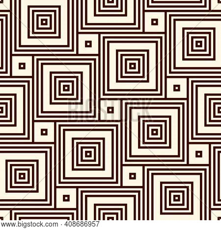 Square Grid Texture. Pythagorean Tiling Motif. Seamless Surface Pattern Design With Classic Ornament