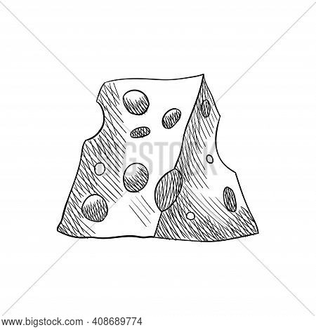 Cheese. Coloring Design Elment For Menu Label Or Banner Poster. Organic Milk Butter Fresh Food. Vect