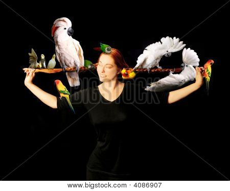 Woman Who Really Loves Her Birds