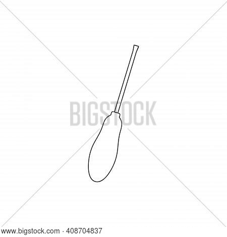 Long Screwdriver Isolated On A White Background. A Set Of Tools For Repairing Equipment, Cars, Elect