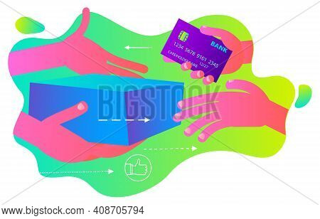 Vector Illustration For An App, Infographic, Or Landing Page, With A Character: A Person Quickly Del