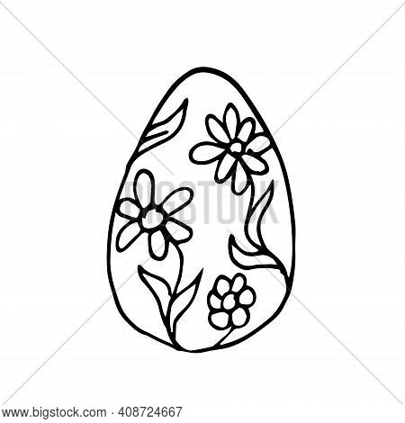Doodle Easter Egg On White Background Isolated. Cute Vector Egg Can Be Used For Stickers, Design, Te