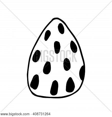 Doodle Easter Egg With Pattern On White Background Isolated. Cute Egg Can Be Used For Stickers,  Des