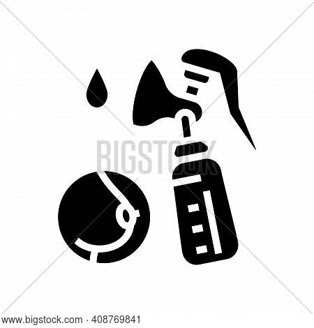 Pumpking Milk With Breast Pump Glyph Icon Vector. Pumpking Milk With Breast Pump Sign. Isolated Cont