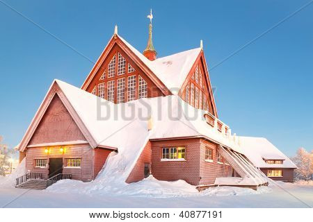 Chiesa Cattedrale di Kiruna Svezia architettura al crepuscolo crepuscolo