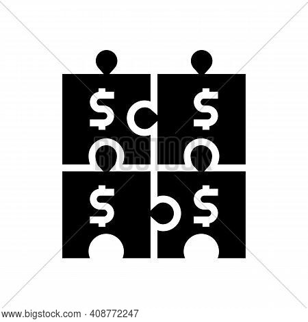 Financial Puzzle And Diversification Glyph Icon Vector. Financial Puzzle And Diversification Sign. I