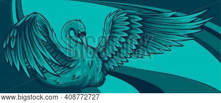 Swan. Vector Illustration Of A Swan On Colored Background