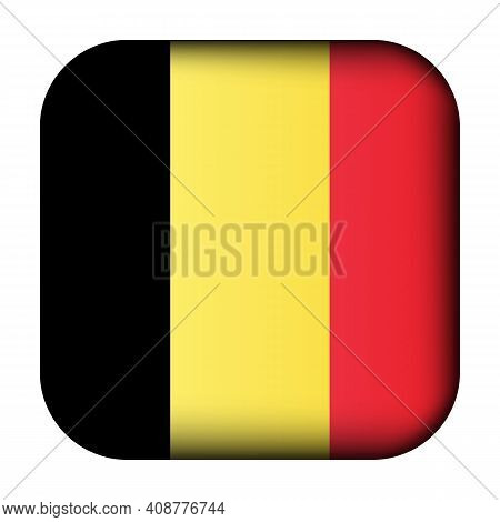 Glass Light Ball With Flag Of Belgium. Squared Template Icon. Belgian National Symbol. Glossy Realis