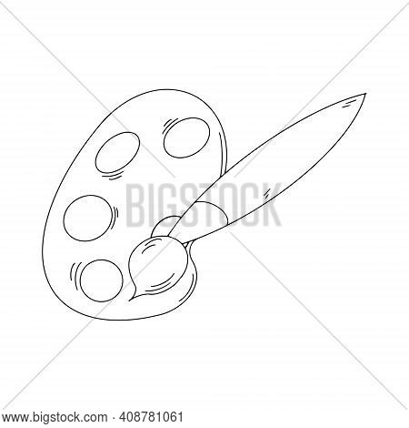 Colorful Paint Brushes With The Colors Of The Rainbow, Simple Isolated In White Shots