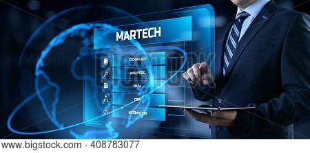 Martech Marketing Technology Concept On Virtual Screen Interface.