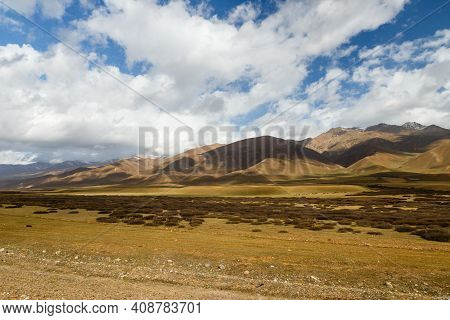 Mountain Landscape. Suusamyr Valley, Panfilov District, Chuy Region In Kyrgyzstan