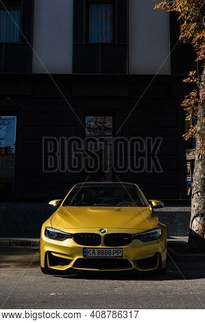Odessa, Ukraine - October 2019. Bmw M4 F82 In A Beautiful Golden Color.