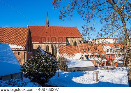 Historical Buildings In The City Rostock, Germany.