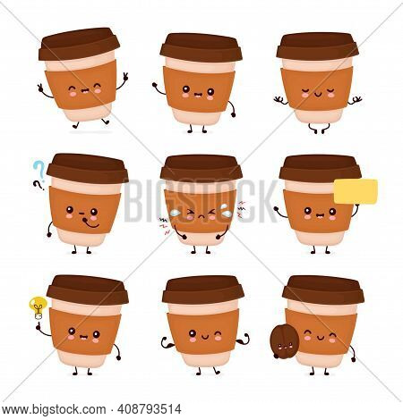 Coffee Cup. Hot And Fresh Morning Coffee. Coffee Beans Background. Brown Roasted Coffee Beans. Close