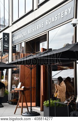 New York, Ny - Nov 27: Starbucks Reserve Roastery In New York City, As Seen On Nov 27, 2020.