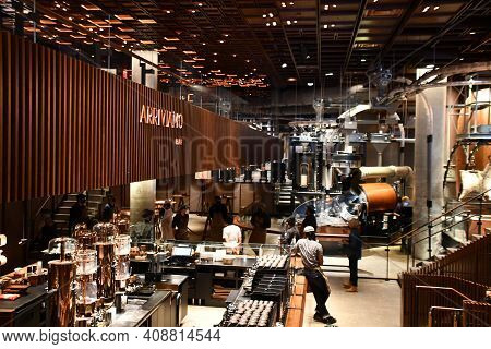 New York, Ny - Nov 27: Starbucks Reserve Roastery In New York City, As Seen On Nov 27, 2020.