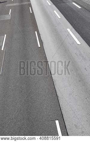 Pattern Of Highway In Germany With White Line Markers
