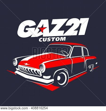 Classic Muscle Car Logo Russian Gaz21 Vector Illustration