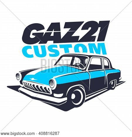 Classic Muscle Car Logo Russian Gaz21 Vector Illustration