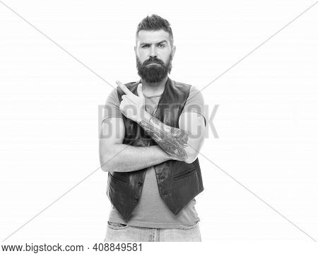 Think Different Way. Fashion Trend Beard Grooming. Thoughtful Man Make Decision. Hipster With Beard 