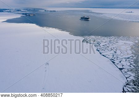 Aerial View Of Fort Alexander The First In Kronstadt. Winter Is Plague. Defensive Structures In The