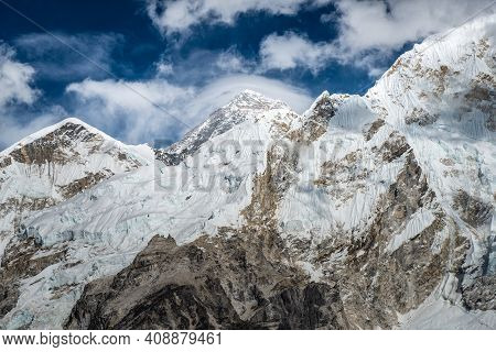 Mount Everest (centre Peak In The Picture) The Highest Mountains In The World View From Kala Patthar