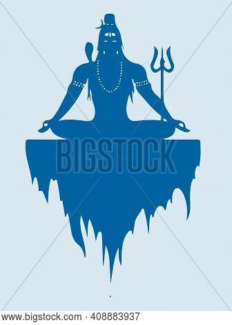 Sketch Of Indian Famous And Powerful God Lord Shiva And His Symbols Outline, Silhouette Editable Ill