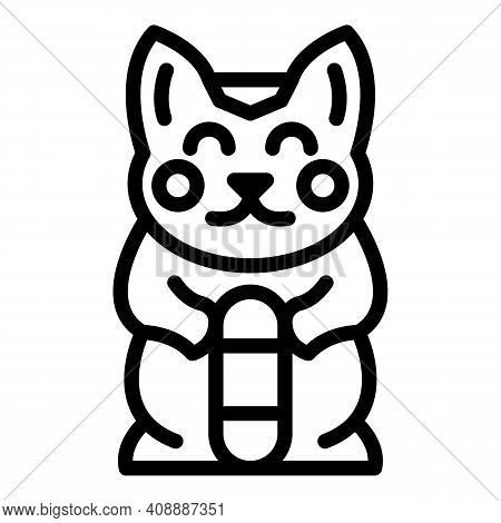 Cat Statuette Icon. Outline Cat Statuette Vector Icon For Web Design Isolated On White Background