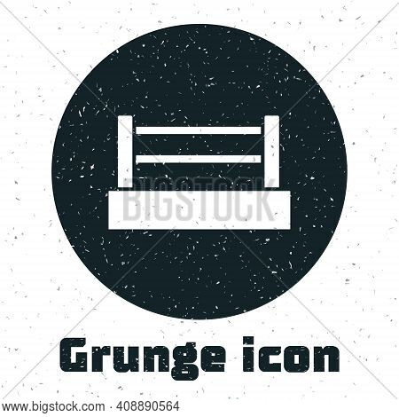 Grunge Boxing Ring Icon Isolated On White Background. Monochrome Vintage Drawing. Vector