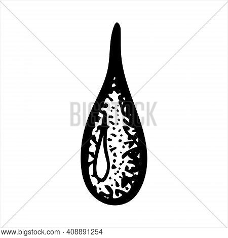 Drop, Isolated Simple Hand Drawn Illustration In Black And White