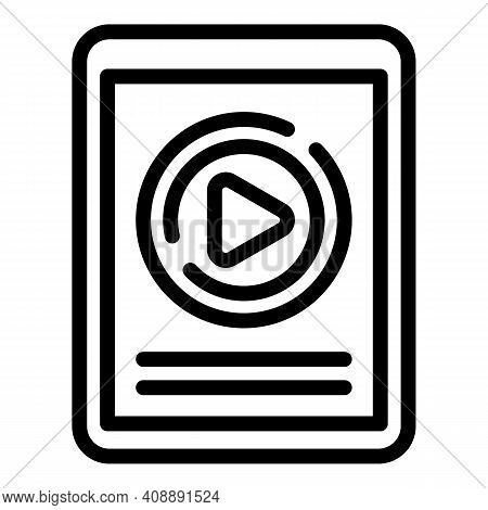 Tablet Online Video Icon. Outline Tablet Online Video Vector Icon For Web Design Isolated On White B