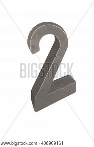 Volume Metal Figure Two Isolated On A White Background. Bitmap Illustration