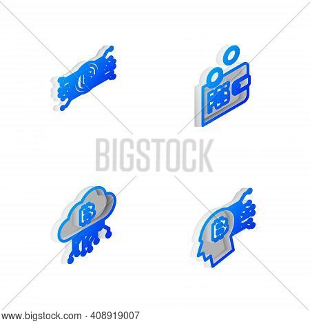 Set Isometric Line Proof Of Stake, Cryptocurrency Bitcoin In Circuit, Cloud Mining And Bitcoin Think