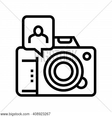 Non-recognition Face Id Because Of Eye Patch And Facial Mask Line Icon Vector. Non-recognition Face 
