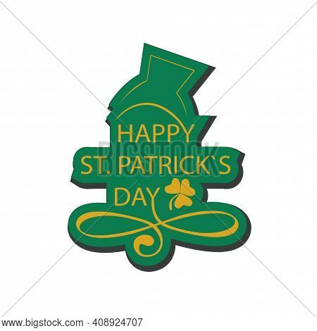 Happy St.patrick`s Day Text As Celebration Badge, Tag, Icon. 
Banner On The Background Of Clovers. T